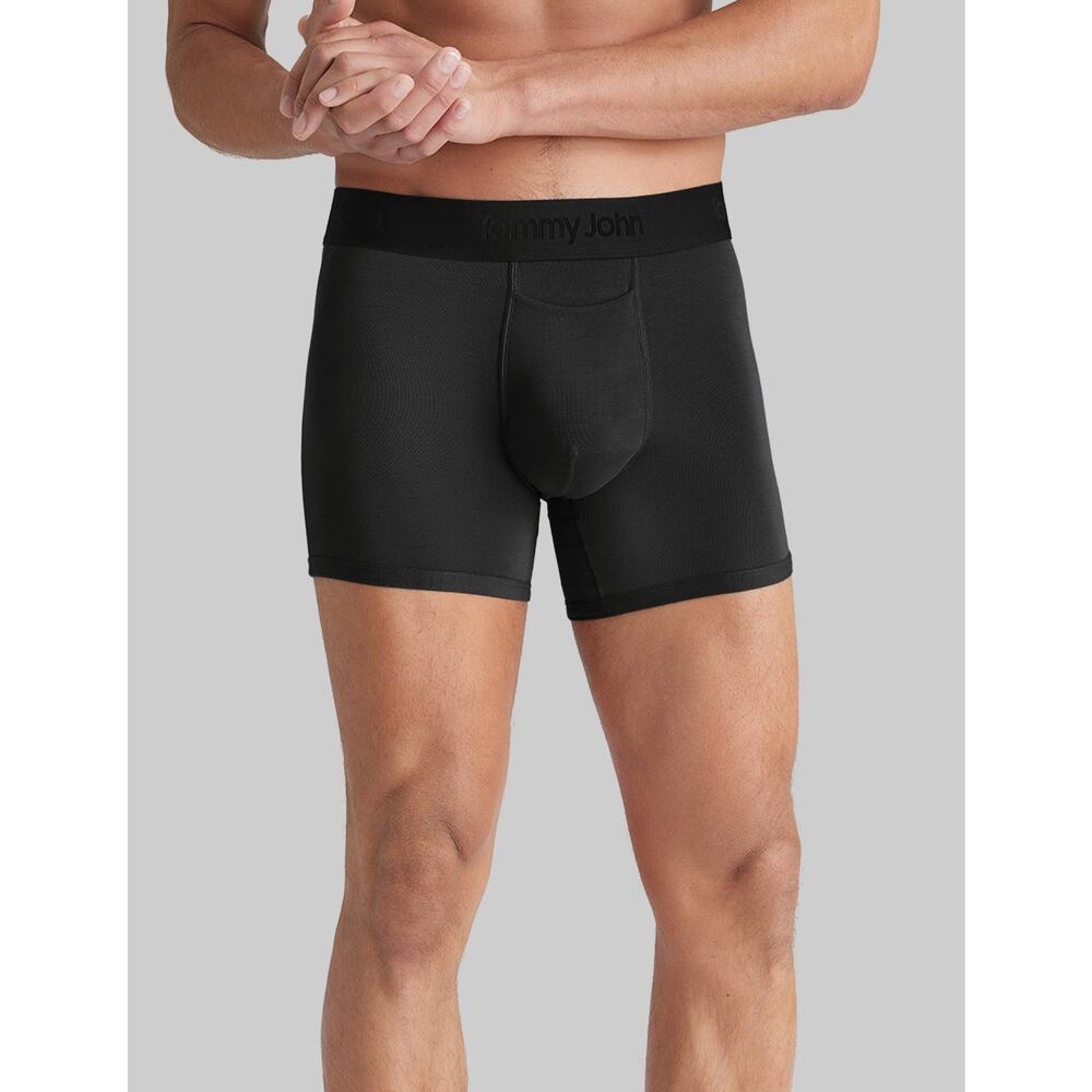 Tommy John Mens Trunks Underwear Cotton Blend Black 4" Inseam Medium